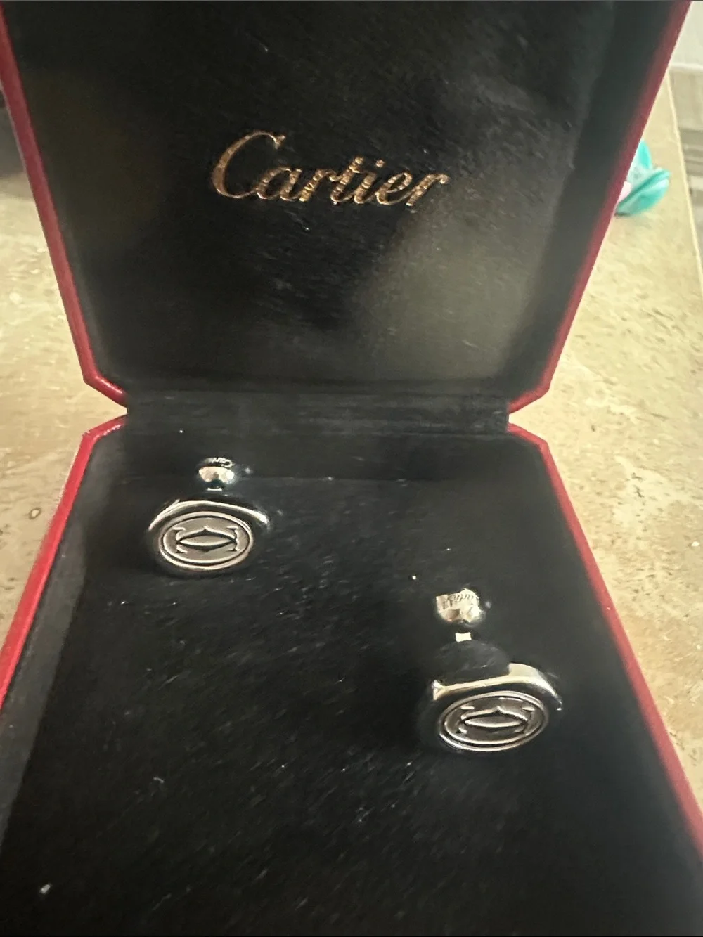 Cartier Silver Oval Logo Cufflinks